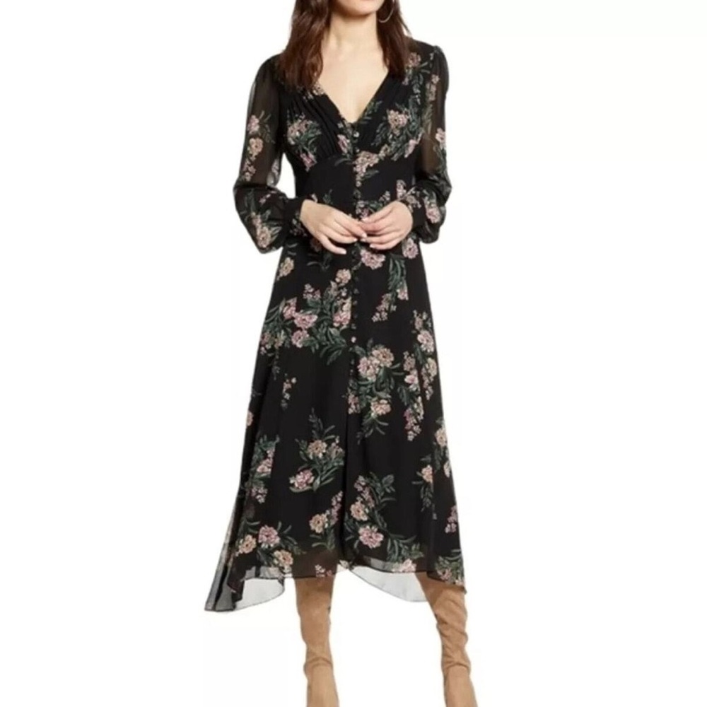 ASTR The Label Floral Long Sleeve Midi Dress Size S
